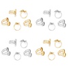 Picture of 304 Stainless Steel Open Adjustable Rings Multicolor Round Cabochon Settings (Fits 12mm Dia.) 18mm(US Size 7.75)