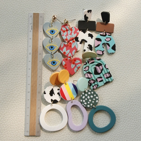 Picture of Acrylic Stylish & Casual Earrings Multicolor Geometric Spot