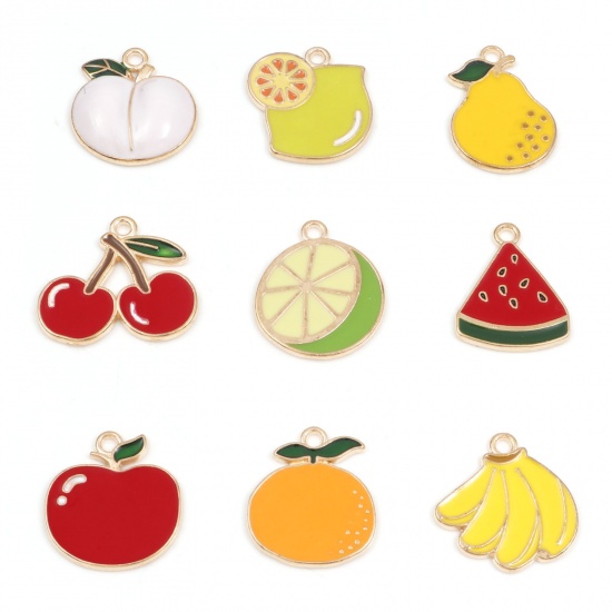 Picture of Zinc Based Alloy Charms Gold Plated Multicolor Fruit Enamel