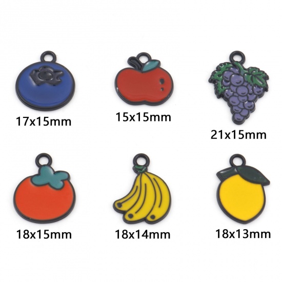 Picture of Zinc Based Alloy Charms Black Multicolor Fruit Fruit Enamel