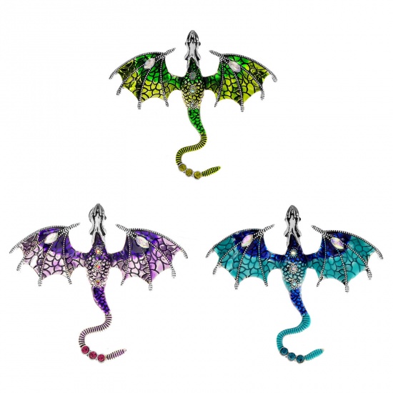 Picture of Stylish Pin Brooches Dragon Multicolor Enamel