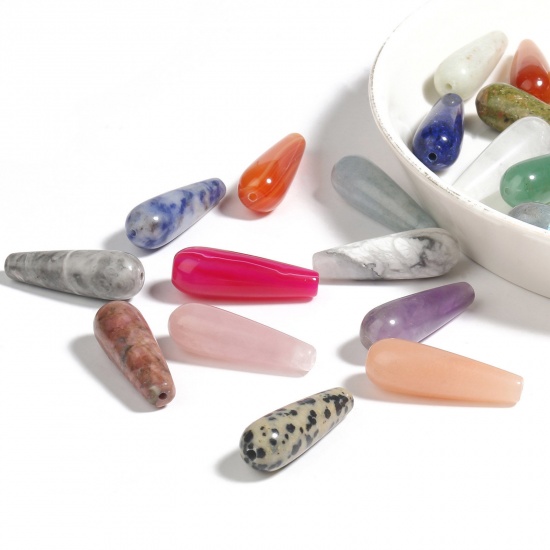 Image de Perles d'entretoise en Gemme ( Naturel ) Goutte d'Eau Multicolore Env. 30mm x 10mm, 2 Pcs