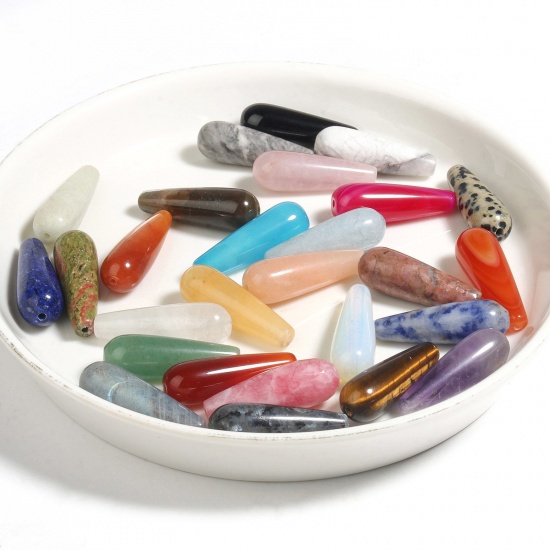 Image de Perles d'entretoise en Gemme ( Naturel ) Goutte d'Eau Multicolore Env. 30mm x 10mm, 2 Pcs