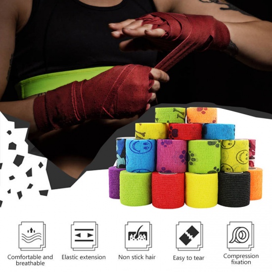 Bild von Vliesstoffe, elastisches medizinisches Verbandband für Erste-Hilfe-Körperpflege, Sport-Handgelenkstütze, mehrfarbig