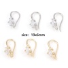 Bild von Messing Ohrring Ohr Haken 14K Vergoldet Herz Message " Mit offener Schleife " Klar Zirkonia 19mm x 6mm, Drahtstärke: (18 gauge), 2 Stück