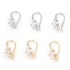 Bild von Messing Ohrring Ohr Haken 14K Vergoldet Herz Message " Mit offener Schleife " Klar Zirkonia 19mm x 6mm, Drahtstärke: (18 gauge), 2 Stück