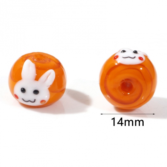 Picture of Lampwork Glass Beads Abacus Multicolor Rabbit About 14mm Dia