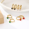 Imagen de Respetuoso del Medio Ambiente Dulce & Lindo Elegante 14K Oro Real Chapado 304 Acero Inoxidable & Circón Artificial Ronda Pendientes Círculos Para Mujeres Cumpleaños 1 Par