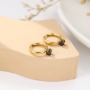 Imagen de Respetuoso del Medio Ambiente Dulce & Lindo Elegante 14K Oro Real Chapado 304 Acero Inoxidable & Circón Artificial Ronda Pendientes Círculos Para Mujeres Cumpleaños 1 Par