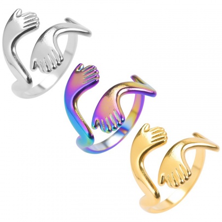 304 Stainless Steel Stylish Open Adjustable Rings Multicolor 17mm(US Size 6.5)