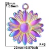 Image de Breloques en 304 Acier Inoxydable Tournesol Multicolore 26mm x 22mm , 1 Pièce