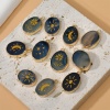 Image de (Classement B) Breloques en Agate ( Naturel/Teint ) Ovale Doré Multicolore 24mm x 16mm, 1 Pièce