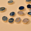 Image de (Classement B) Breloques en Agate ( Naturel/Teint ) Ovale Doré Multicolore 24mm x 16mm, 1 Pièce