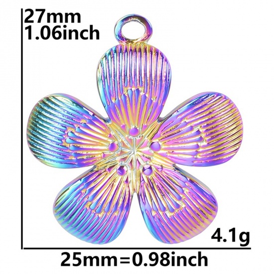 Picture of 304 Stainless Steel Charms Multicolor Flower 27mm x 25mm