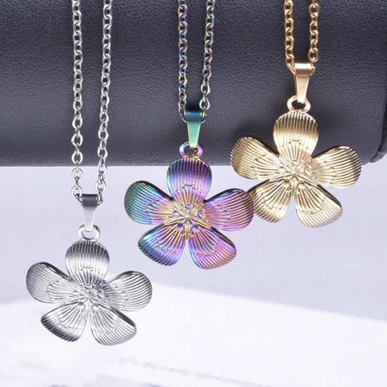 Picture of 304 Stainless Steel Charms Multicolor Flower 27mm x 25mm