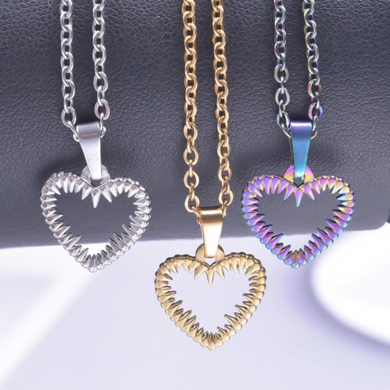 Picture of 304 Stainless Steel Charms Multicolor Heart 15mm x 16mm