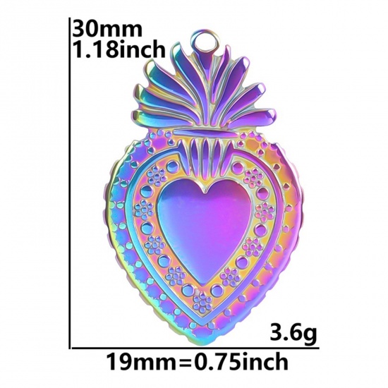 Picture of 304 Stainless Steel Charms Multicolor Strawberry Fruit 30mm x 19mm