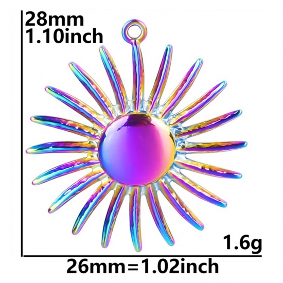 Picture of 304 Stainless Steel Charms Multicolor Sun 28mm x 26mm
