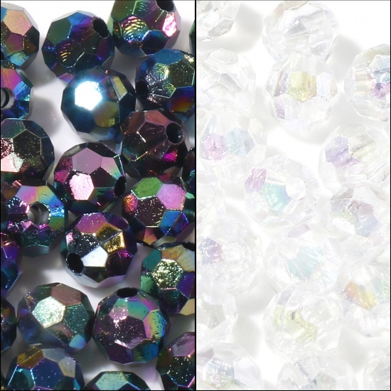 Picture of Acrylic Beads Multicolor AB Rainbow Color Round Faceted 6mm