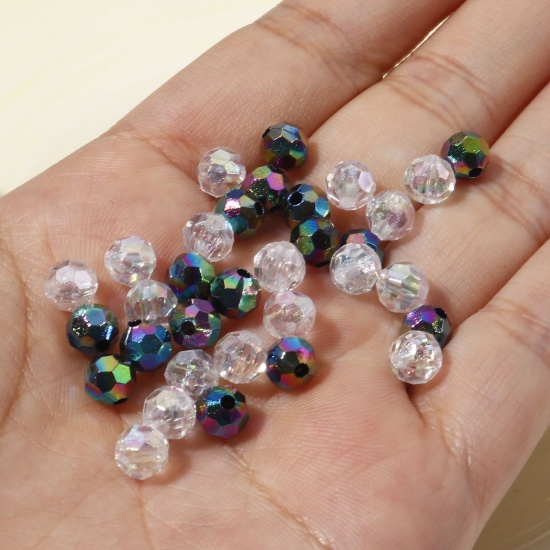 Picture of Acrylic Beads Multicolor AB Rainbow Color Round Faceted 6mm