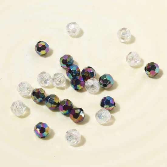 Picture of Acrylic Beads Multicolor AB Rainbow Color Round Faceted 6mm