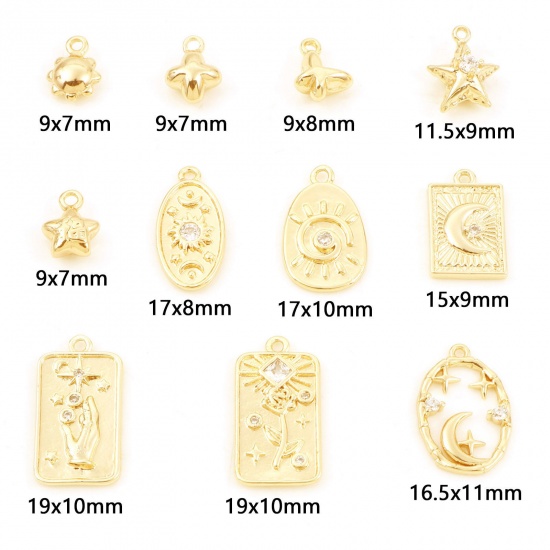 Picture of Brass Charms Butterfly Animal Real Gold Plated                                                                                                                                                                                                                