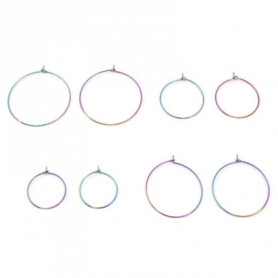 Picture of 304 Stainless Steel Hoop Earrings Round Multicolor