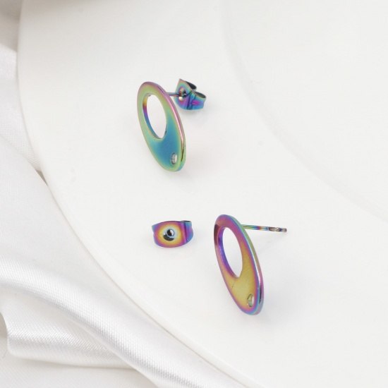 Picture of 304 Stainless Steel Ear Post Stud Earrings Geometric Multicolor