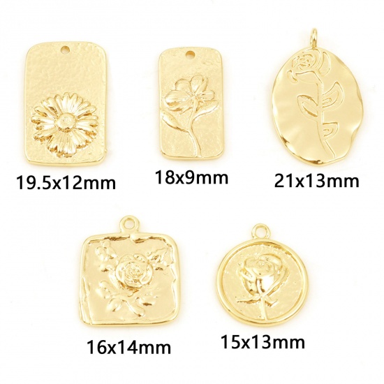 Picture of Copper Charms Geometric Real Gold Plated Flower