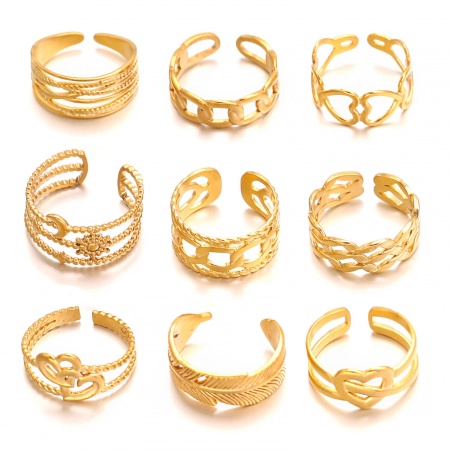 304 Acero Inoxidable Retro Abierto Ajustable Anillos Tono de Plata 17mm (US size 6.5), 1 Unidad