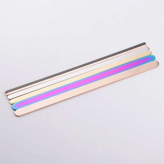 Picture of 304 Stainless Steel Blank Stamping Tags Metal Strips For DIY Cuff Bracelet Bangle Making Jewelry Findings Rectangle Multicolor Polished Two Sides 16cm(6 2/8") long