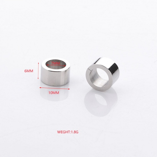 Picture of 304 Stainless Steel Blank Stamping Tags Beads Cylinder Blank Stamping Tags One Side 10mm x 6mm