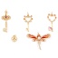 Immagine di Ottone Charms Oro Placcato Cuore Libellula Micro Spianare Trasparente & Rosso Strass 1 Pz