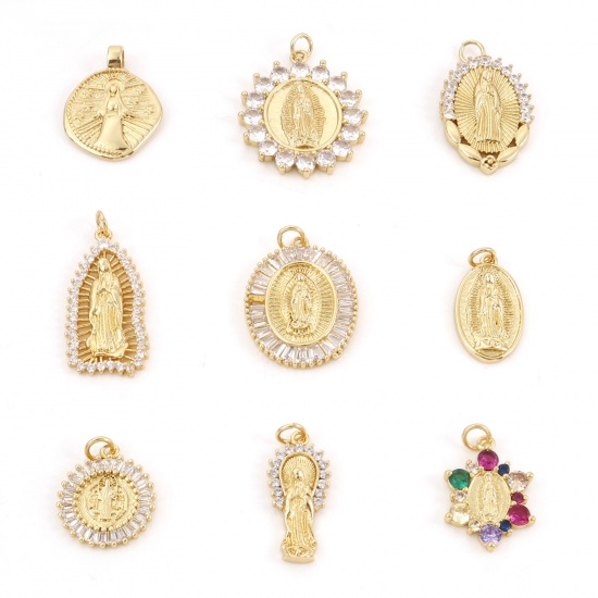 Picture of Brass Religious Charms Gold Plated Virgin Mary                                                                                                                                                                                                                