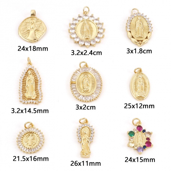 Picture of Brass Religious Charms Gold Plated Virgin Mary                                                                                                                                                                                                                
