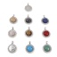 Picture of Gemstone Charms Silver Tone Round Clear Rhinestone 30mm x 21.5mm