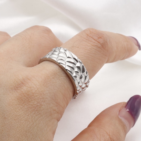 Immagine di 304 Acciaio Inossidabile Elegante Aperto Anello Tono Argento Cuore Ramo 1 Pz
