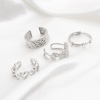 Picture of 304 Stainless Steel Stylish Open Rings Silver Tone Heart Branch