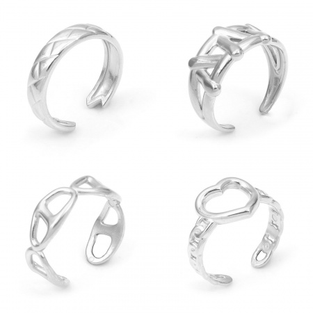Immagine di Donne Regalo Cuore Aperto Anello All'Ingrosso, Tono Argento 304 Acciaio Inossidabile, Elegante Minimalista Fornitura di Gioielli, 1 Pz