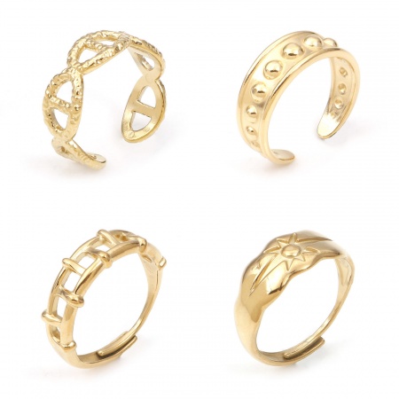304 Stainless Steel Stylish Open Rings Gold Plated Link Chain Star