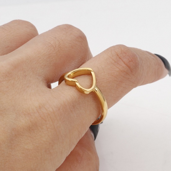 Immagine di 304 Acciaio Inossidabile Elegante Aperto Anello Oro Placcato Onda 1 Pz