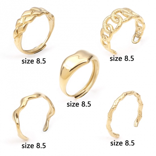 Picture of 304 Stainless Steel Stylish Open Rings Gold Plated