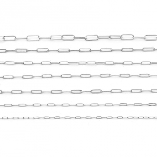 Изображение 304 Нержавеющая Сталь Позолоченные цепочки Овальные Серебряный Тон 1 М