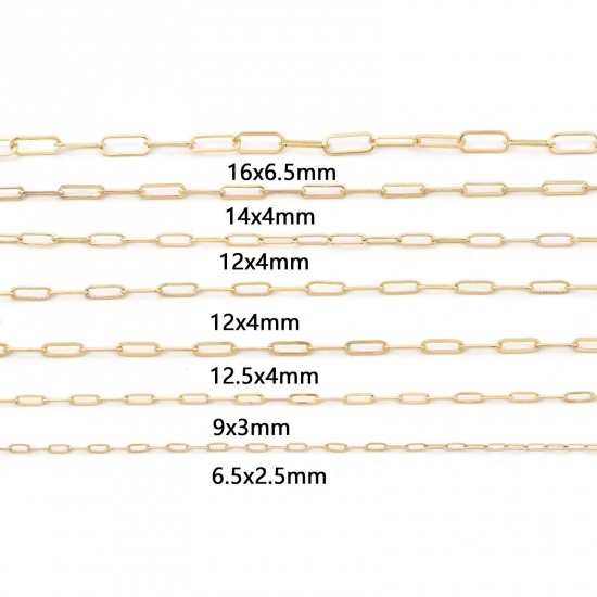 Picture of 1 M Vacuum Plating 304 Stainless Steel Link Cable Chain For Handmade DIY Jewelry Making Findings Oval Gold Plated