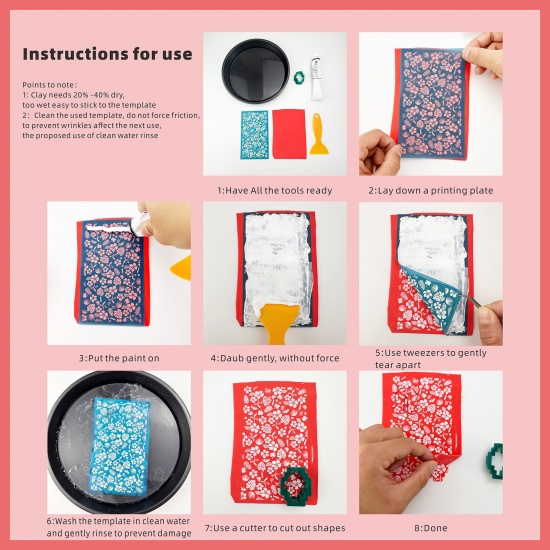 Picture of Polyester Printed Template DIY Tools For Polymer Clay Earring Jewelry Making Green Blue Rectangle Reusable 15cm x 9.1cm