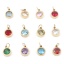 Immagine di 304 Acciaio Inossidabile Charms Tondo Oro Placcato Multicolore Cubic Zirconiae 13mm x 8mm, 1 Pz