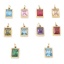 Immagine di 304 Acciaio Inossidabile Charms Rettangolo Oro Placcato Multicolore Cubic Zirconiae 15mm x 8mm, 1 Pz