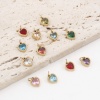 Immagine di 304 Acciaio Inossidabile San Valentino Charms Cuore Oro Placcato Multicolore Cubic Zirconiae 13mm x 8mm, 1 Pz