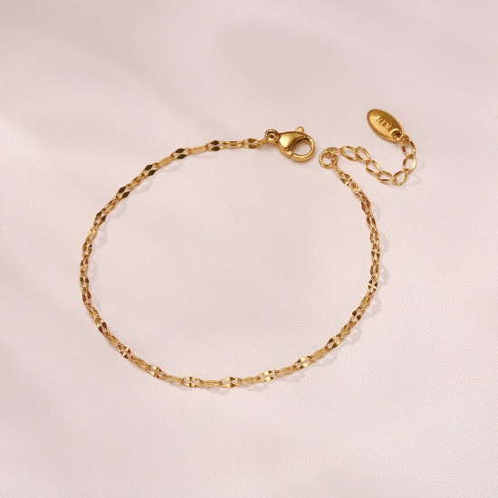 Picture of 304 Stainless Steel Anklet Gold Plated Multicolor 22cm(8 5/8") long