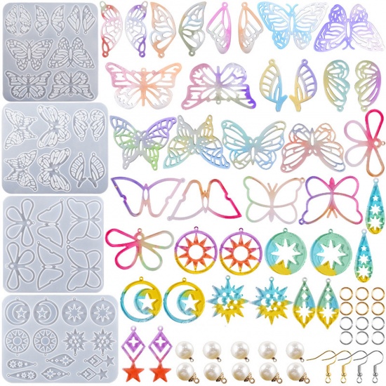 Picture of Silicone Resin Mold For Keychain Necklace Earring Pendant Jewelry DIY Making Butterfly Animal White 